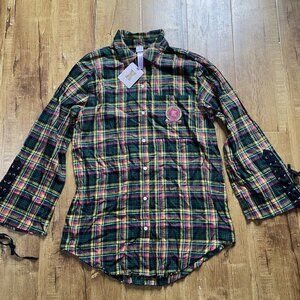 Savage Fenty X Sleepwear Flannel Sleep‎ Shirt Medium  Multicolor Plaid